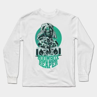 Green Boombox Reaper - Skull-Face Astronaut with Boomboxes Long Sleeve T-Shirt